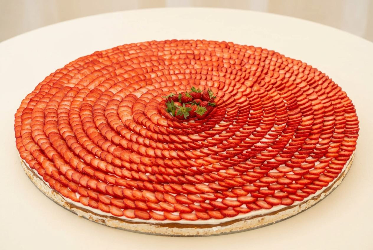 Pavlova gigante con fresas frescas